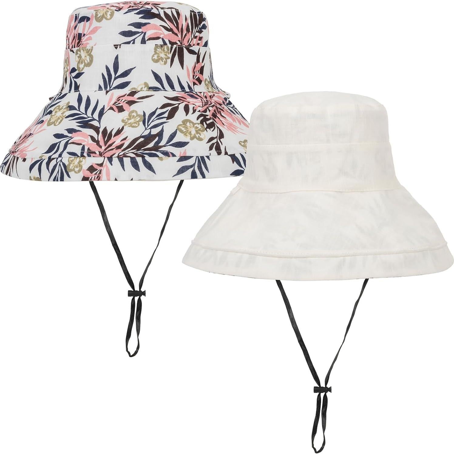 Sombrero de Sol Plegable Reversible Mujer Protección UV Beige Floral