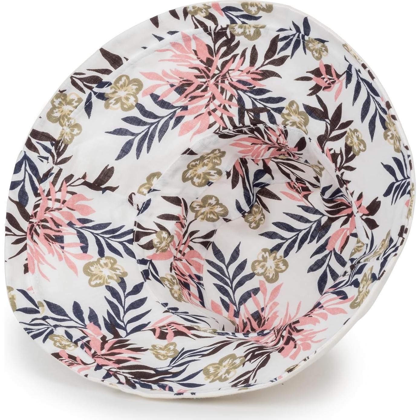 Sombrero de Sol Plegable Reversible Mujer Protección UV Beige Floral