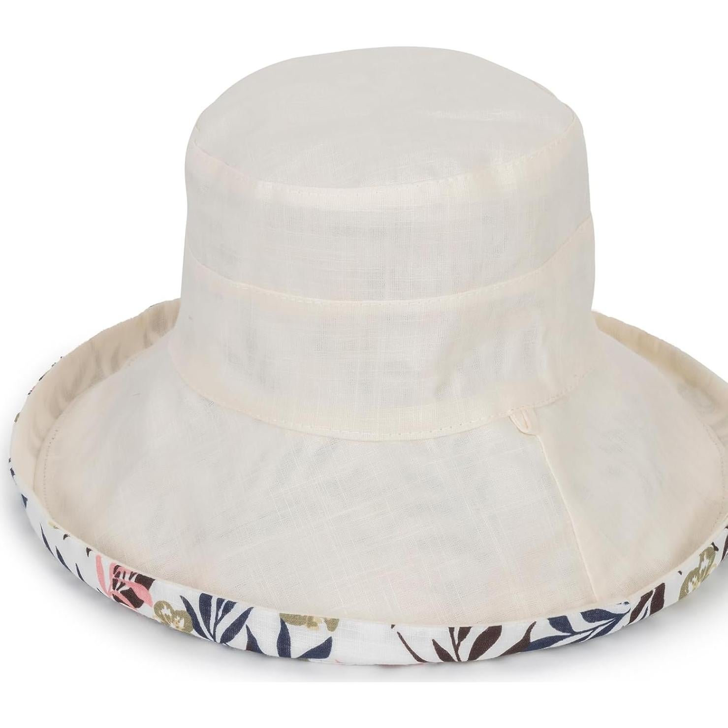 Sombrero de Sol Plegable Reversible Mujer Protección UV Beige Floral