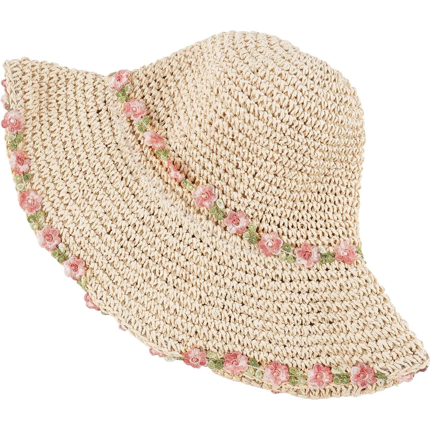 Sombrero de Paja DOCILA Floral para Mujeres - Plegable y Ligero
