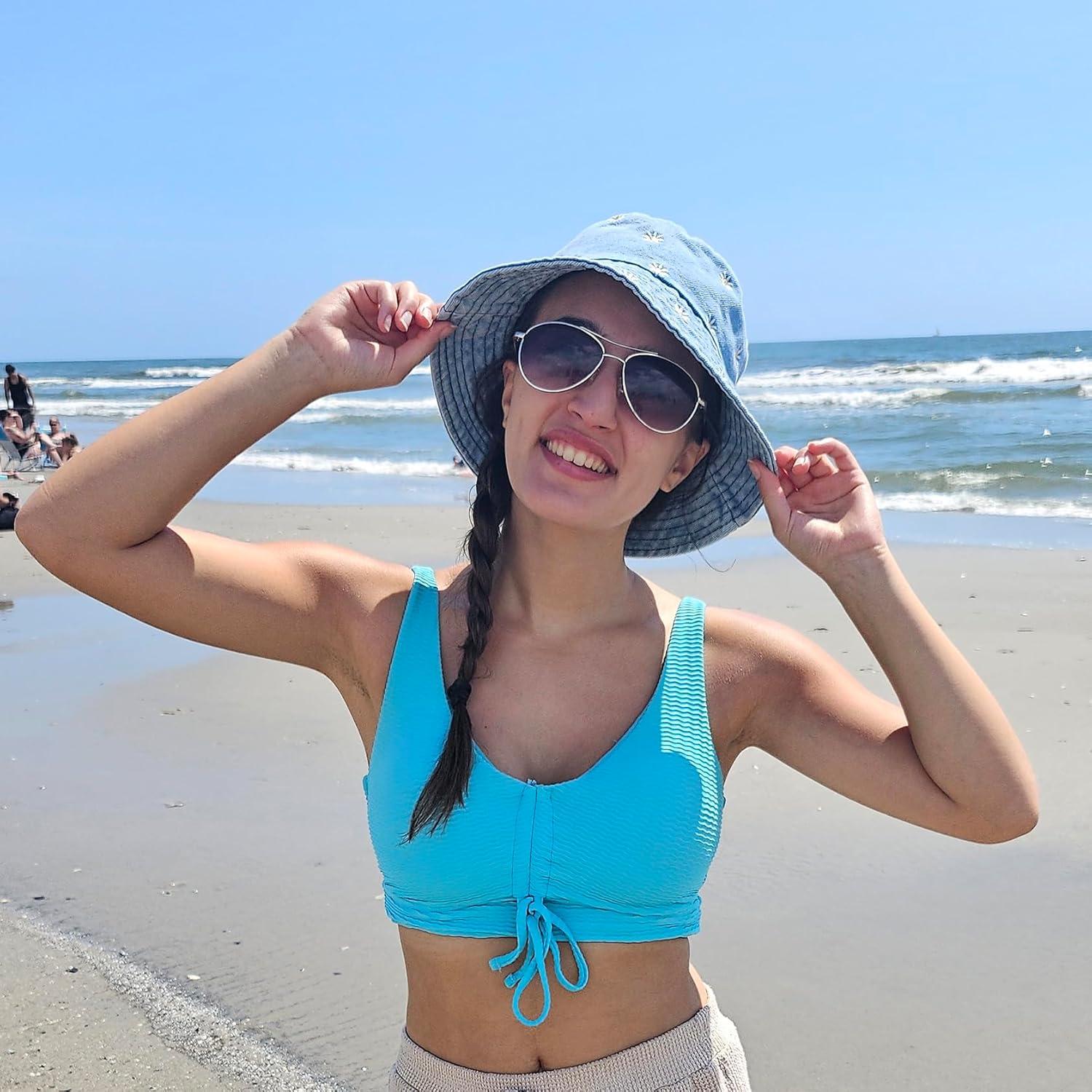 Sombrero de Cubo Unisex MILAKOO de Denim Plegable 55-58 cm