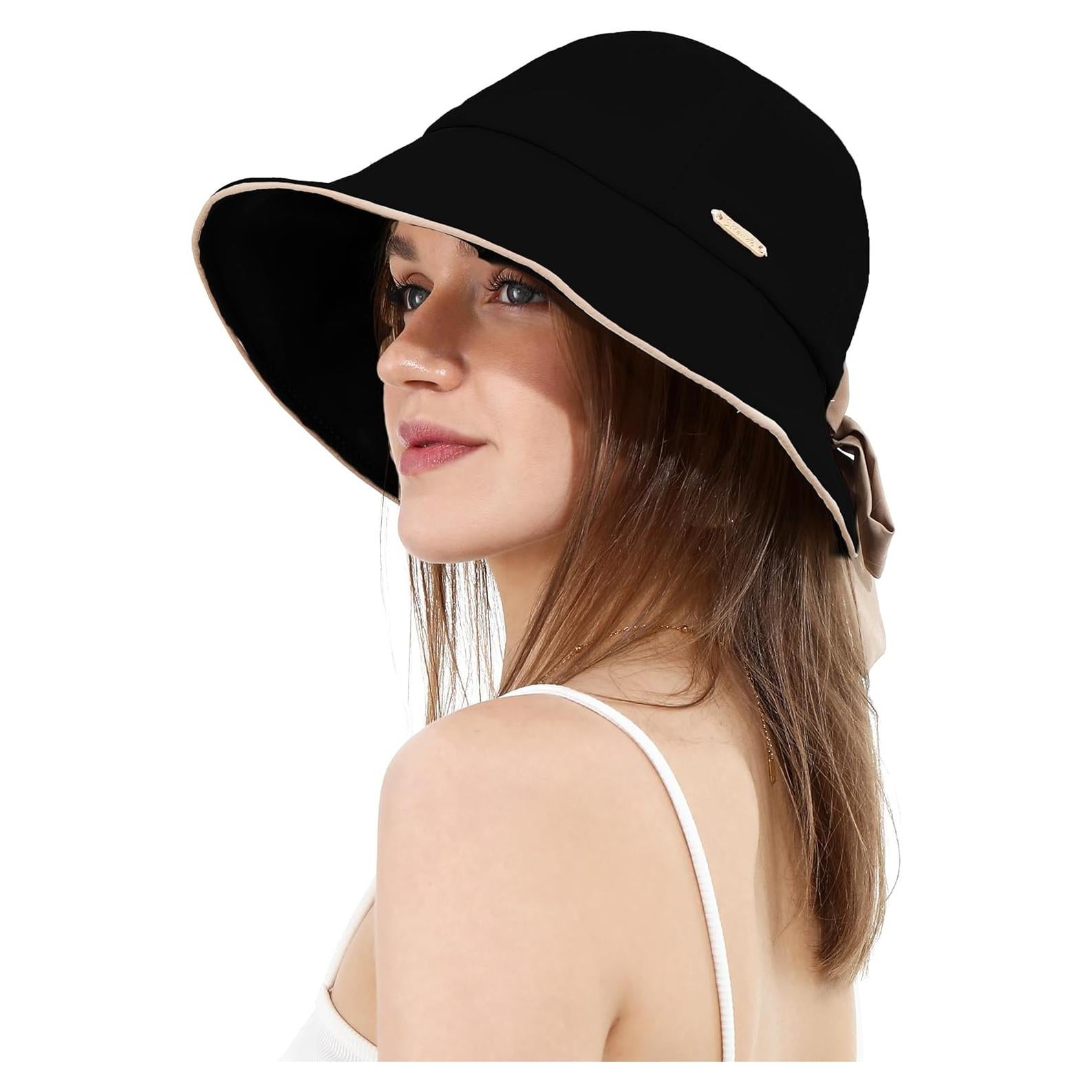 Sombrero de Sol Reversible para Mujeres UPF 50+ Negro