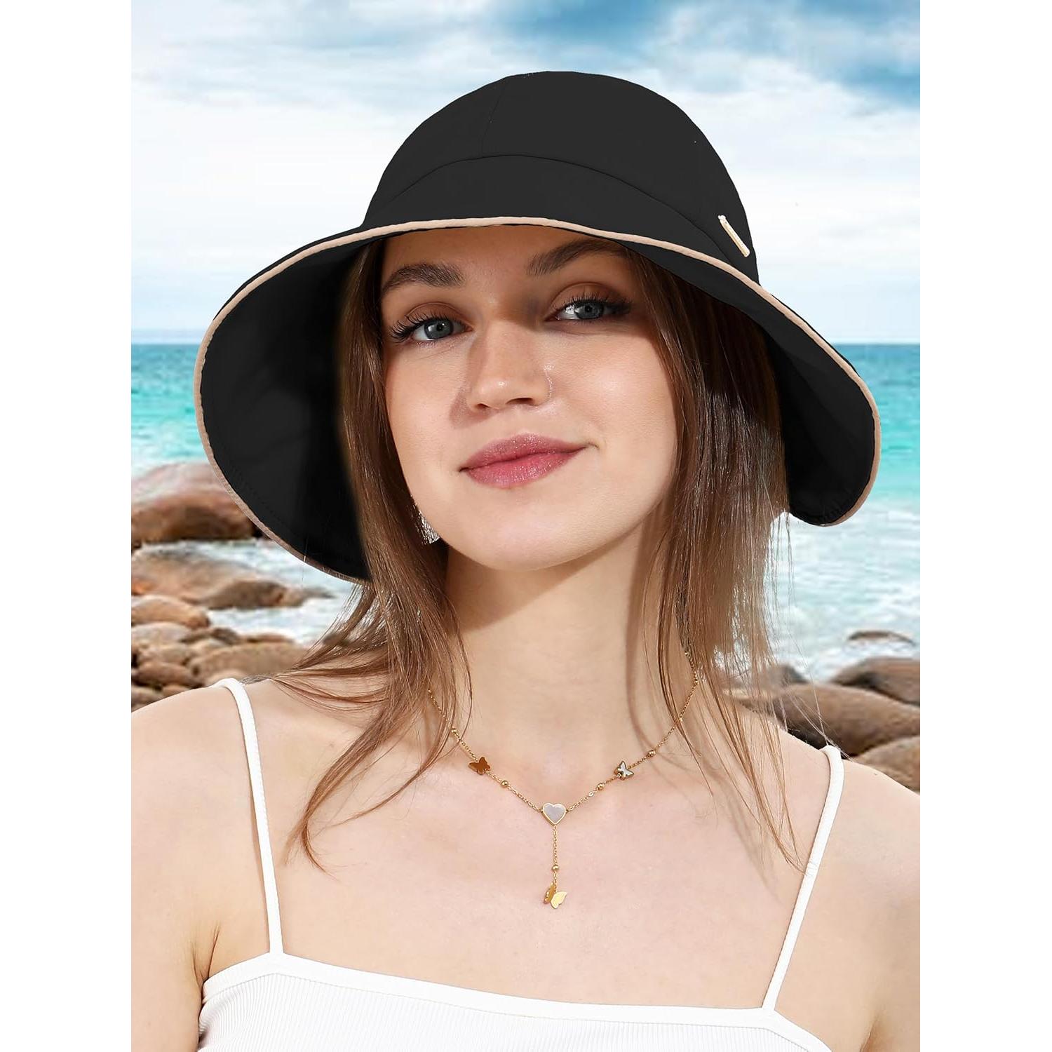 Sombrero de Sol Reversible para Mujeres UPF 50+ Negro