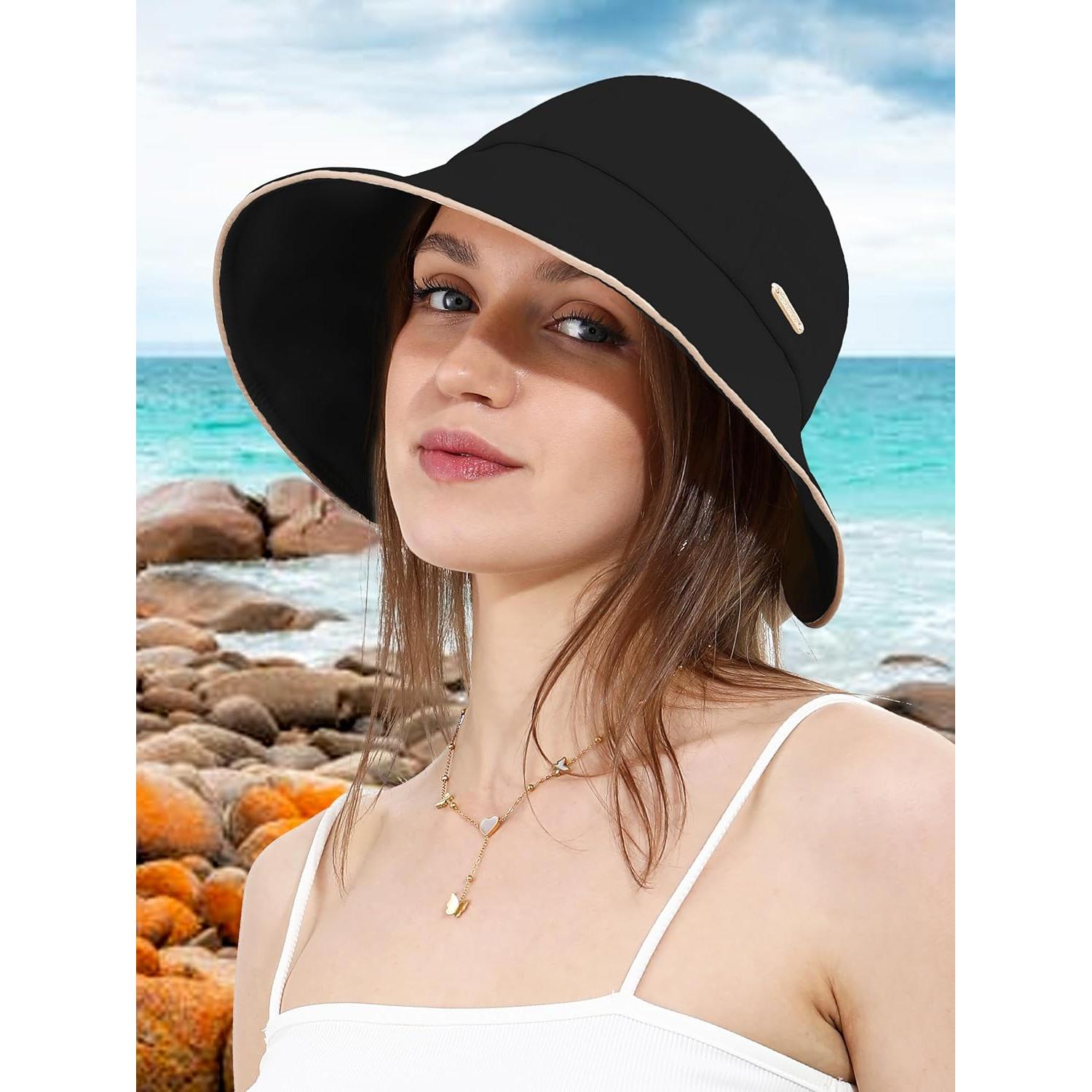 Sombrero de Sol Reversible para Mujeres UPF 50+ Negro