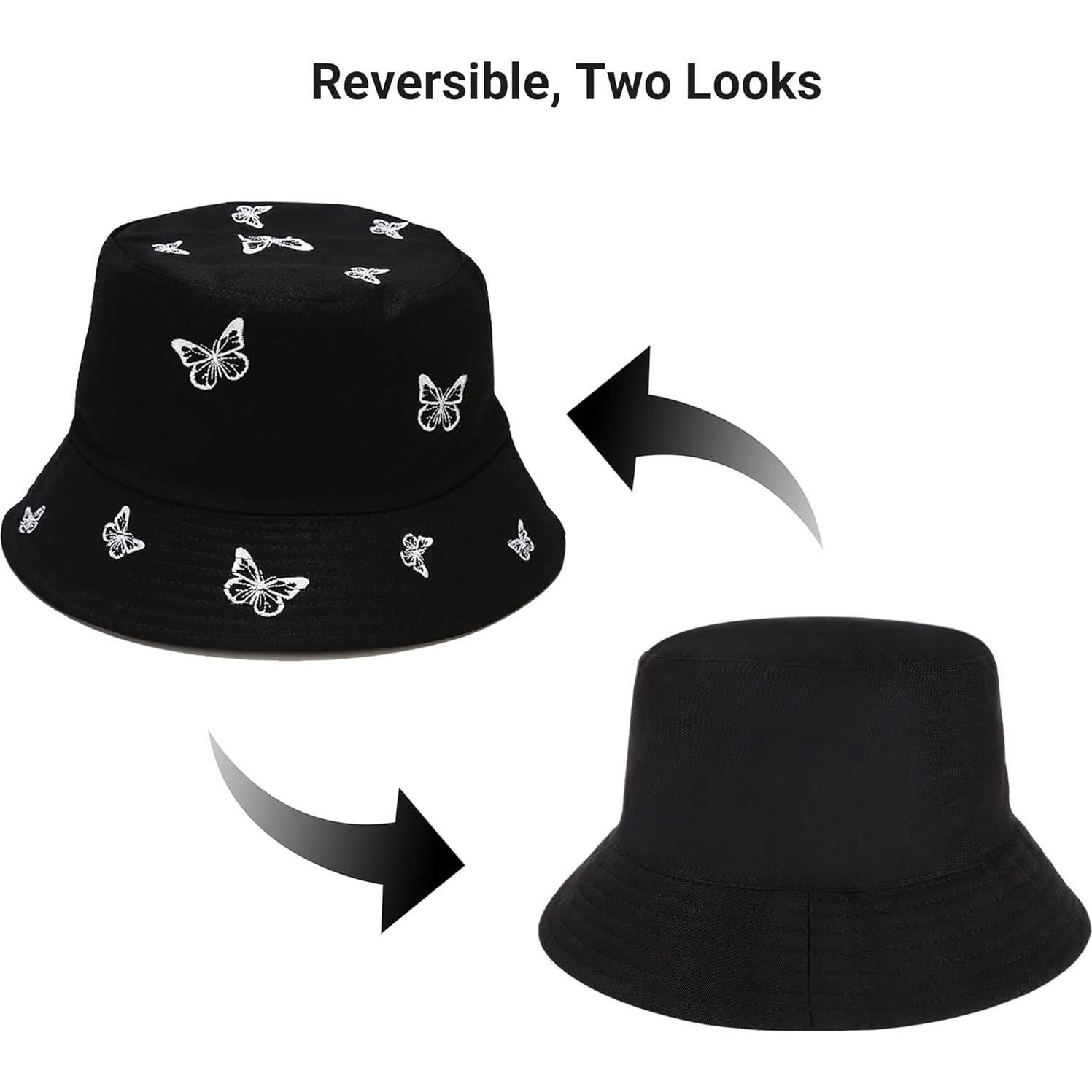 Sombrero de Cubo Reversible Umeepar para Playa 58cm Mariposas