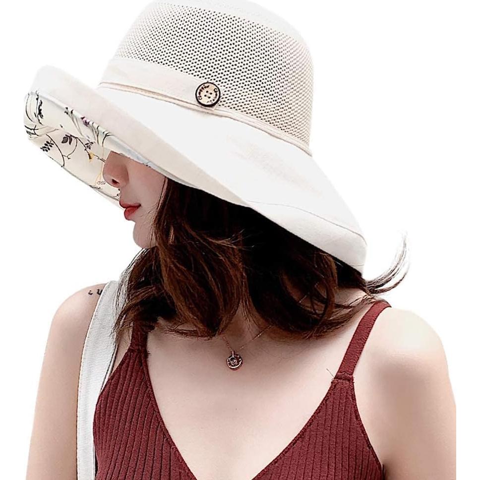 Sombrero de Pesca Plegable UV UPF 50+ para Mujeres Beige