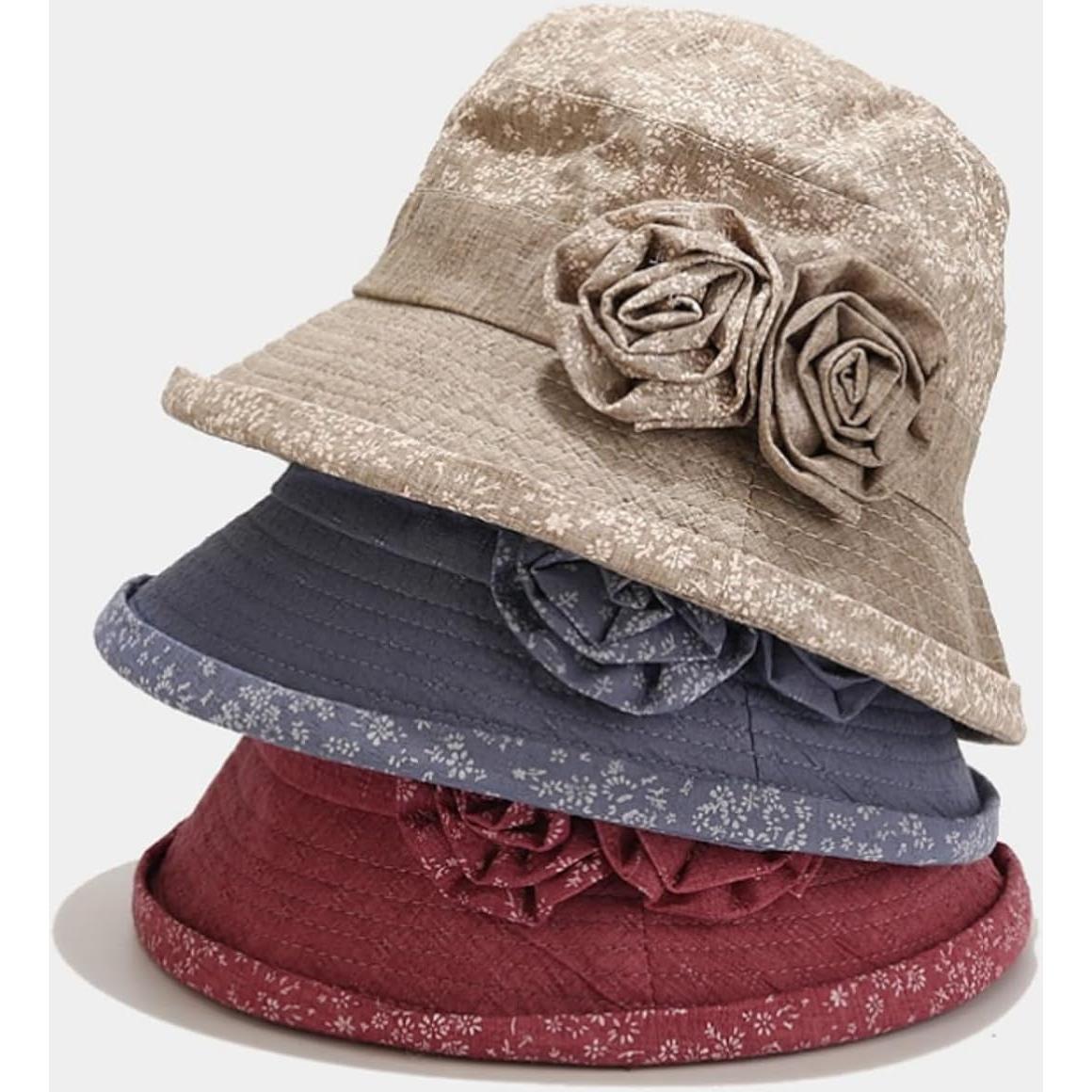 Sombrero de Sol de Ala Ancha YEKEYI para Mujeres - Rojo Vino