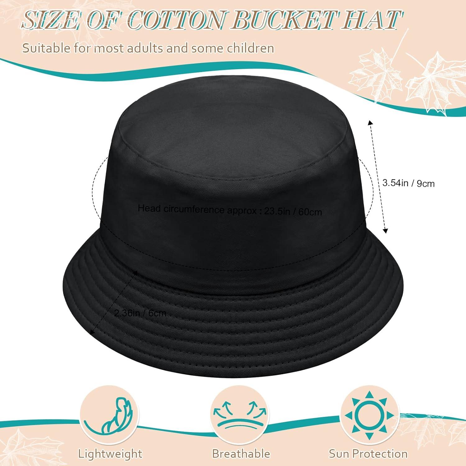 16 Sombreros de Cubo Plegables Unisex de Algodón Negro