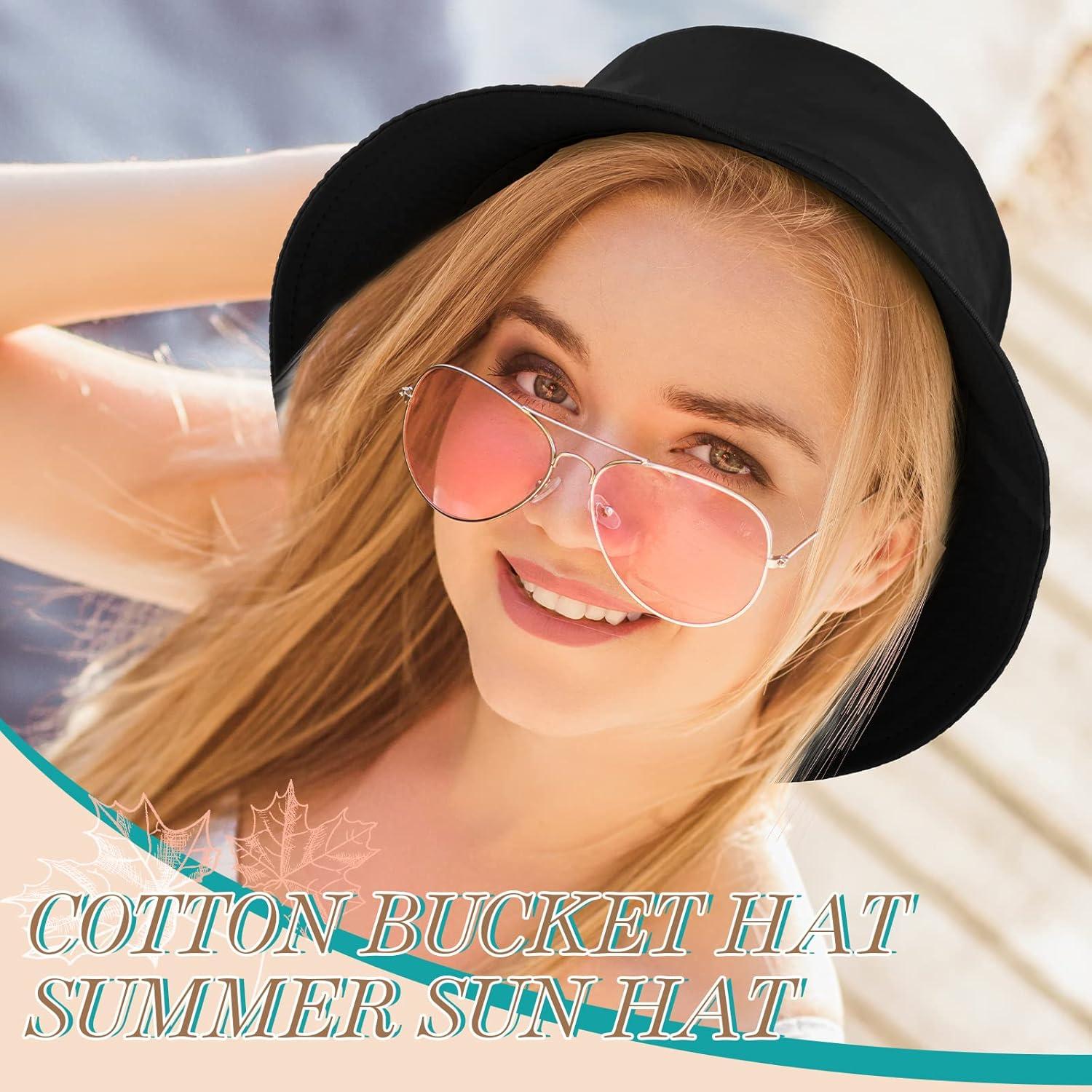 16 Sombreros de Cubo Plegables Unisex de Algodón Negro