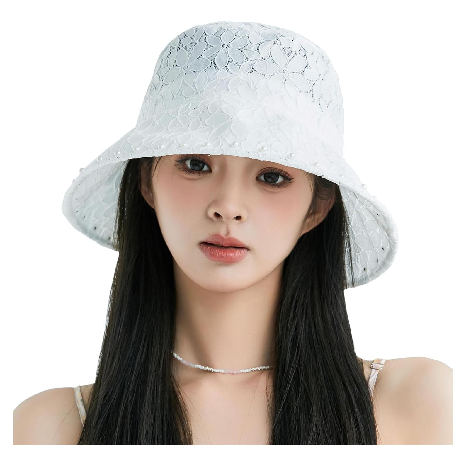 Sombrero de Sol de Ala Ancha para Mujer - Protección UV - Blanco