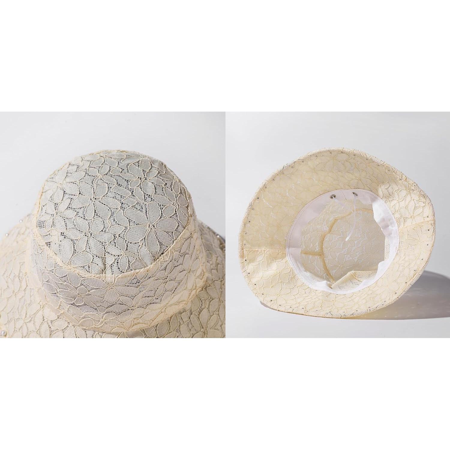 Sombrero de Sol de Ala Ancha para Mujer - Protección UV - Blanco