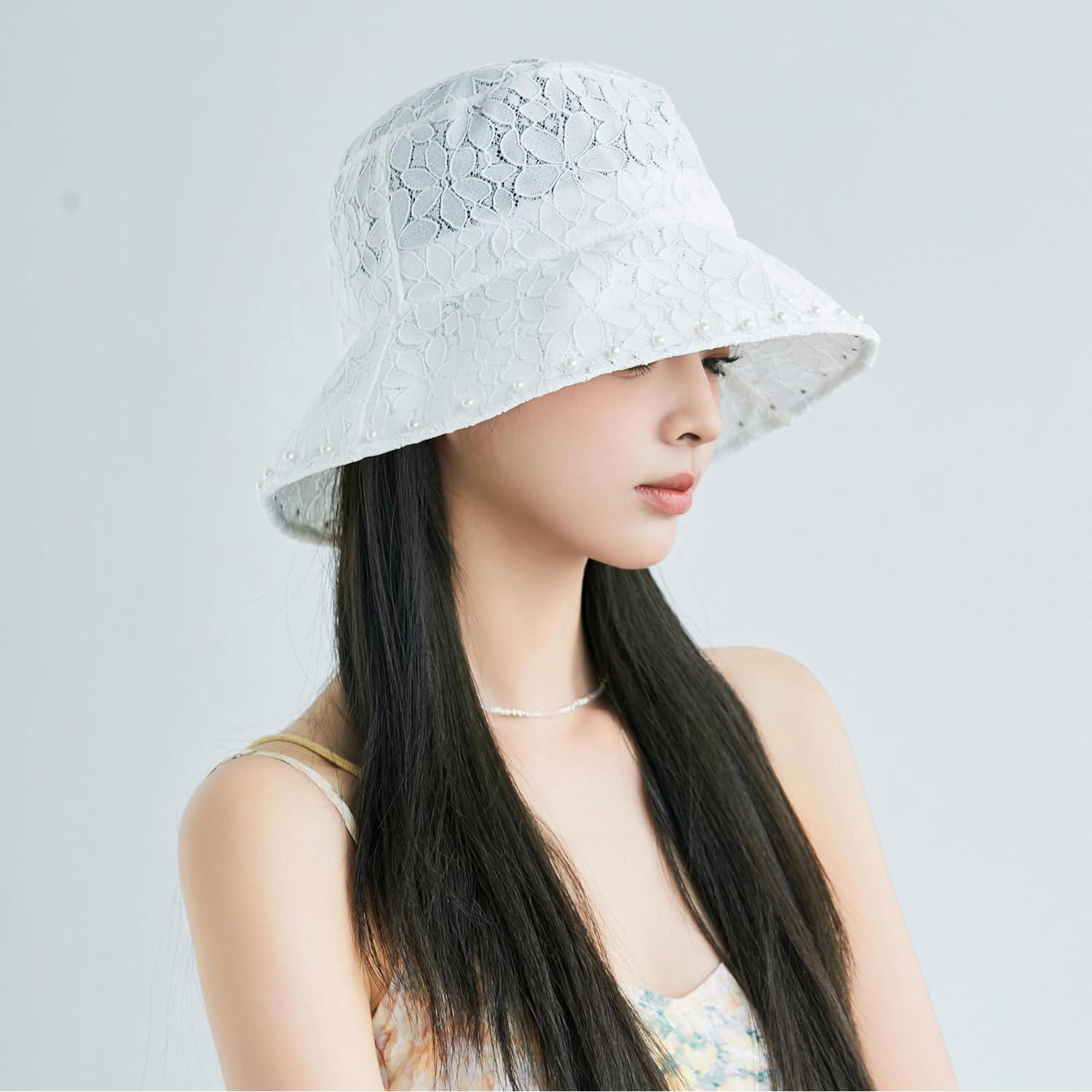 Sombrero de Sol de Ala Ancha para Mujer - Protección UV - Blanco