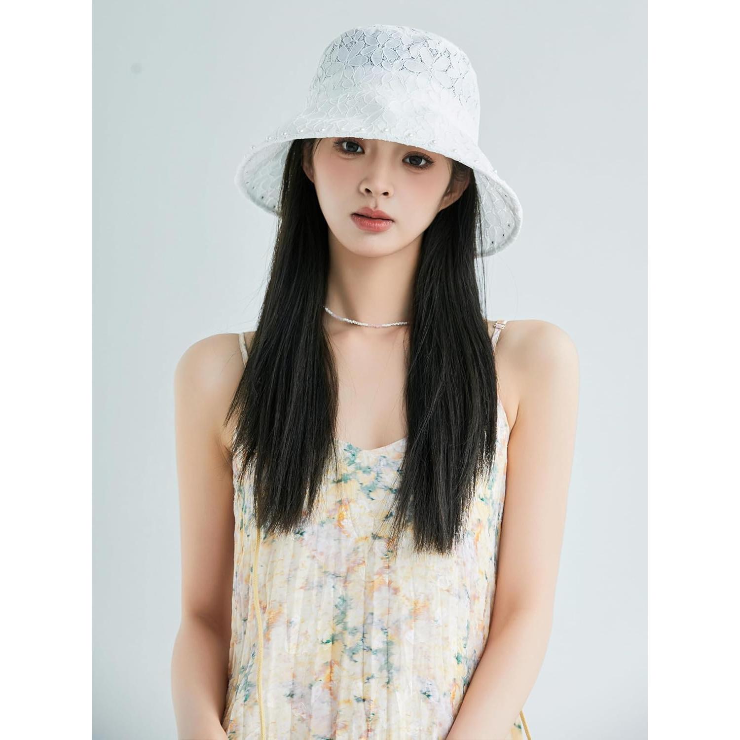 Sombrero de Sol de Ala Ancha para Mujer - Protección UV - Blanco