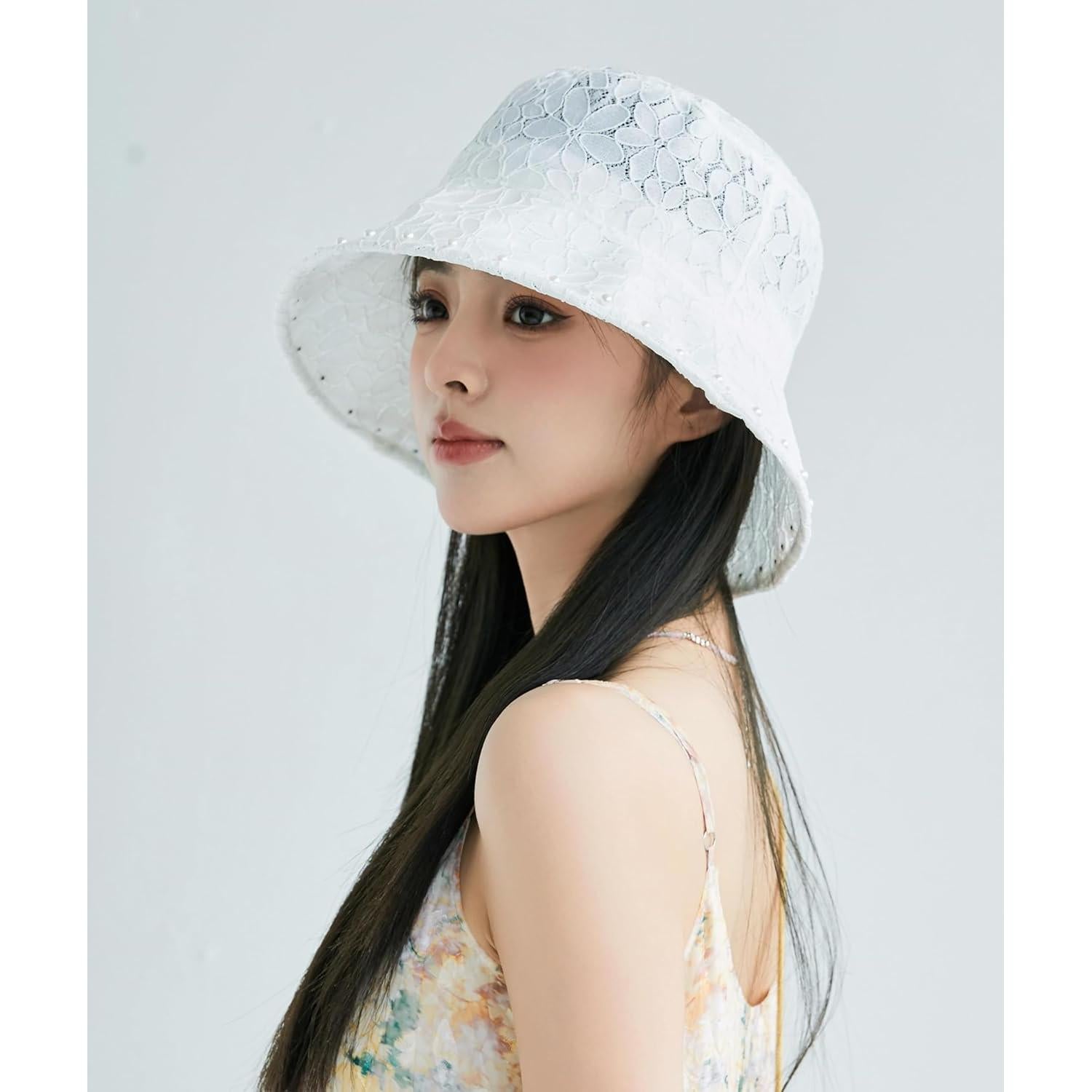 Sombrero de Sol de Ala Ancha para Mujer - Protección UV - Blanco