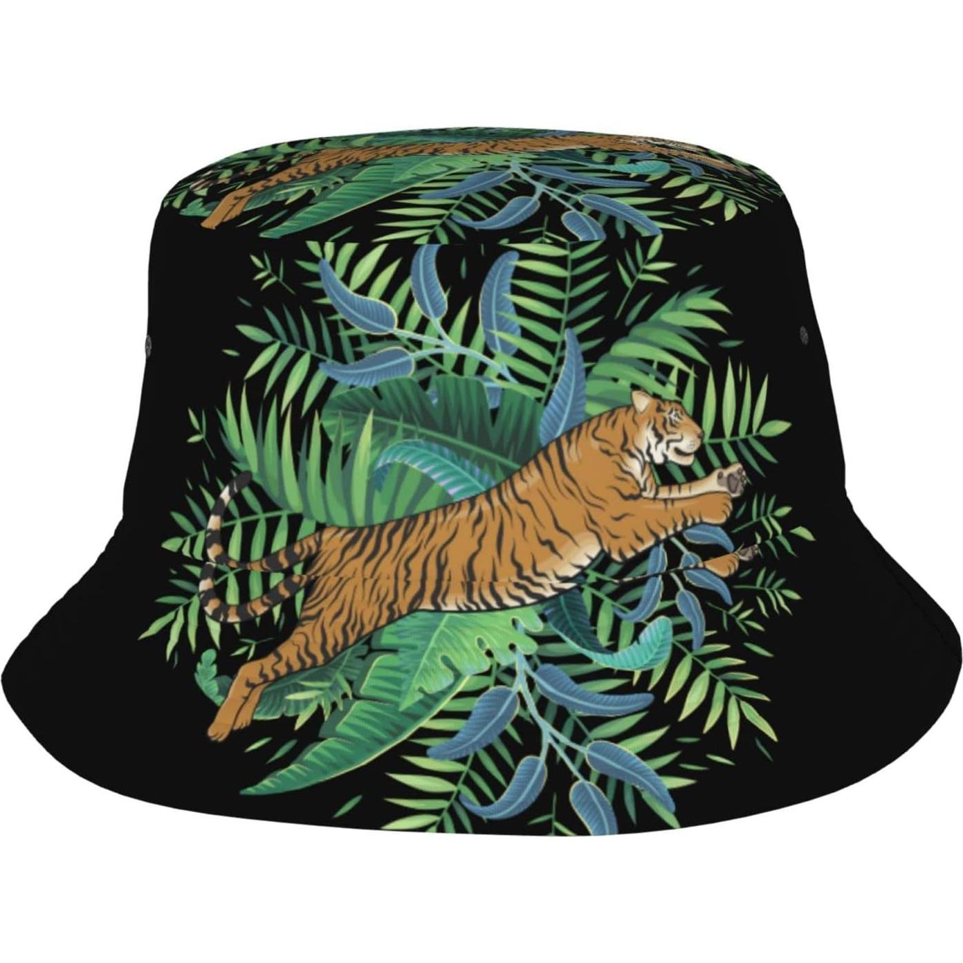 Sombrero de Cubo Plegable para Mujeres - Hojas de Tigre