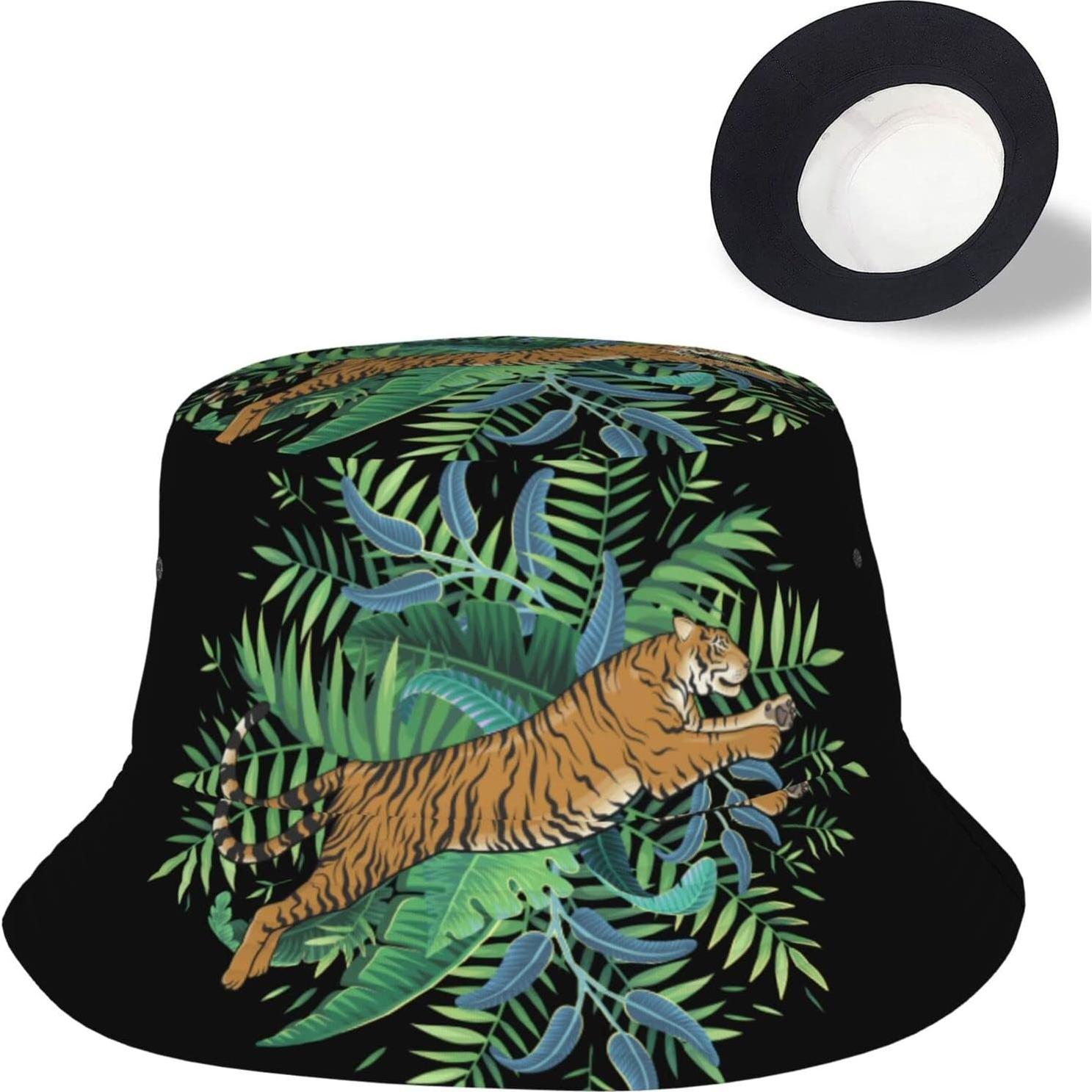 Sombrero de Cubo Plegable para Mujeres - Hojas de Tigre