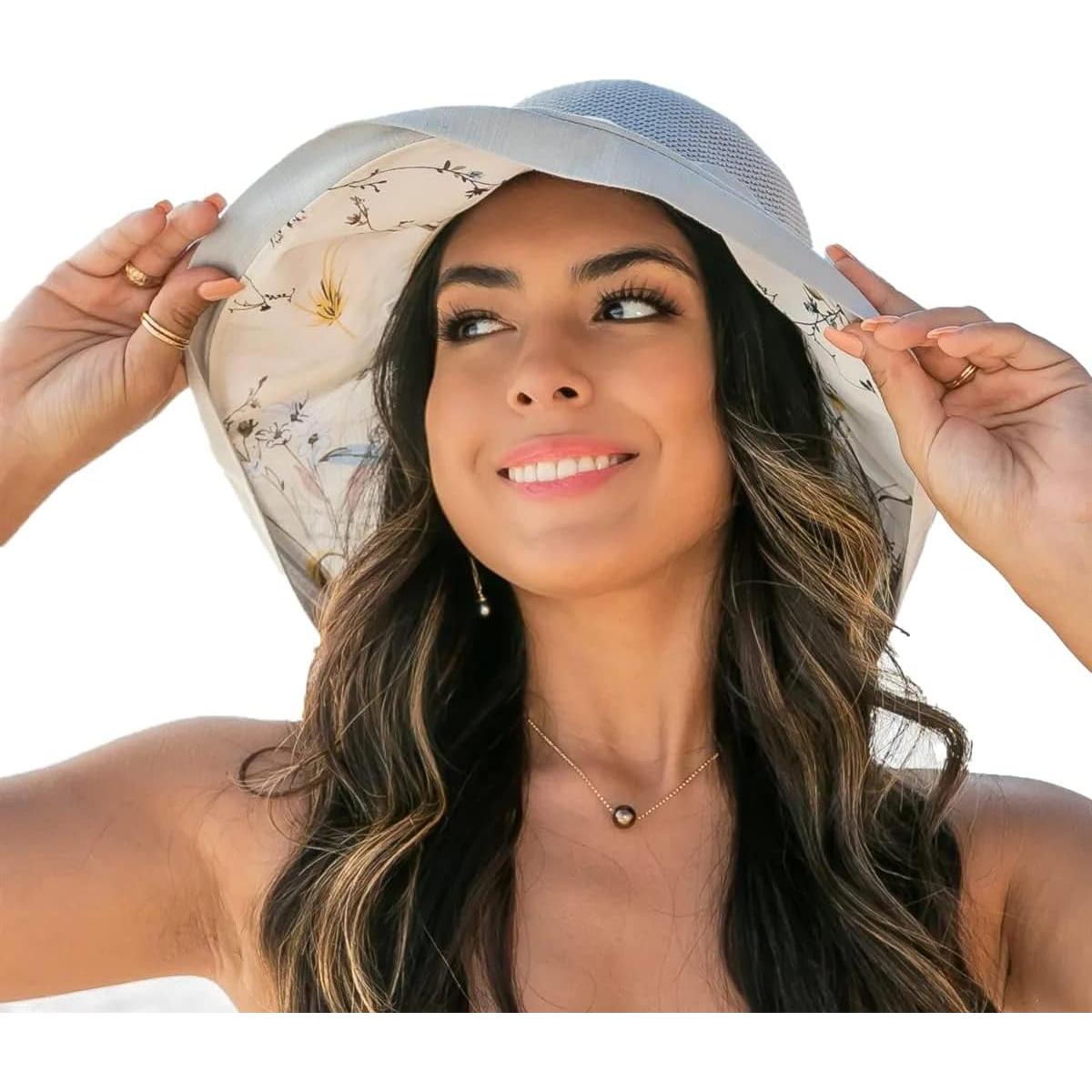 Sombrero de Sol Plegable para Mujer - Protección UV - Beige
