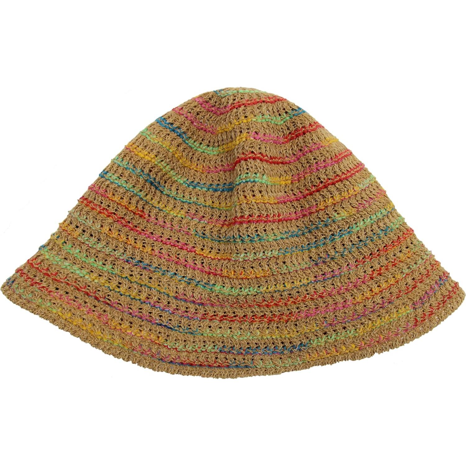 Sombrero de sol de paja tejido para mujer - Plegable Caqui