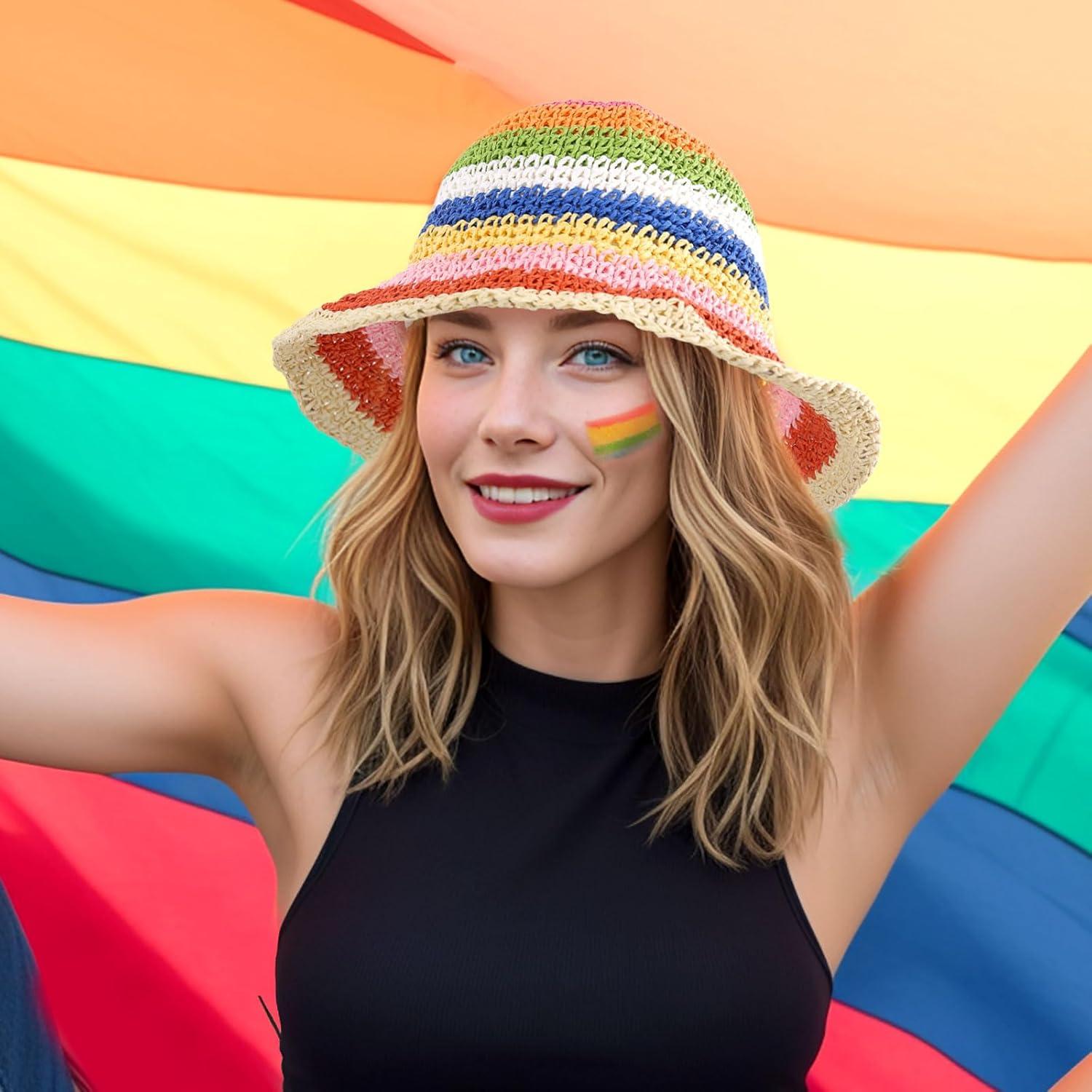 Sombrero de Sol Paja Arcoíris DOCILA para Mujeres - Plegable