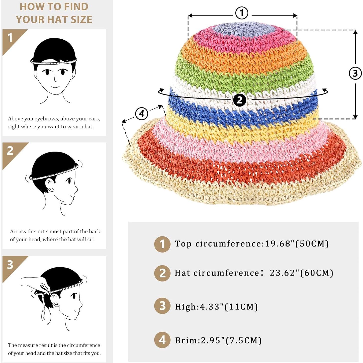 Sombrero de Sol Paja Arcoíris DOCILA para Mujeres - Plegable