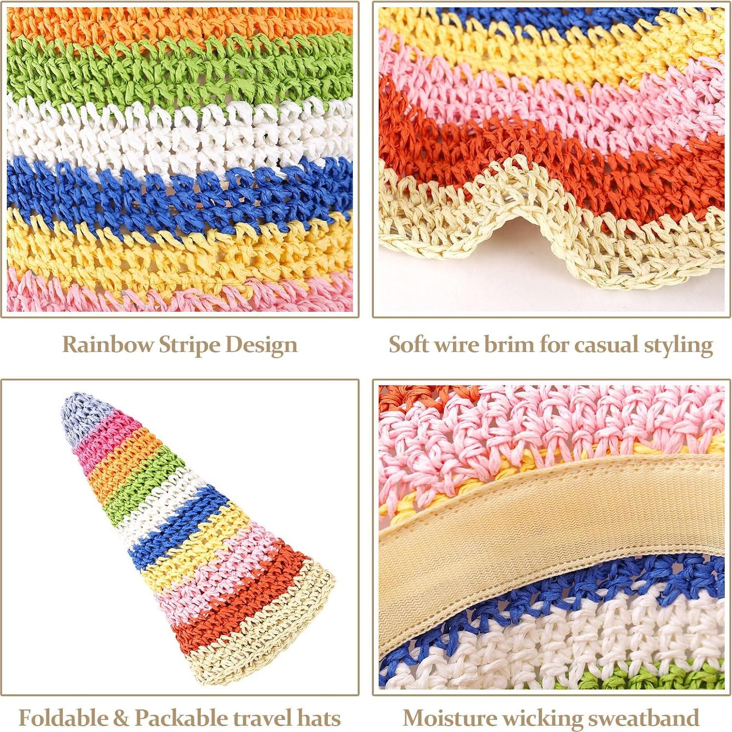 Sombrero de Sol Paja Arcoíris DOCILA para Mujeres - Plegable