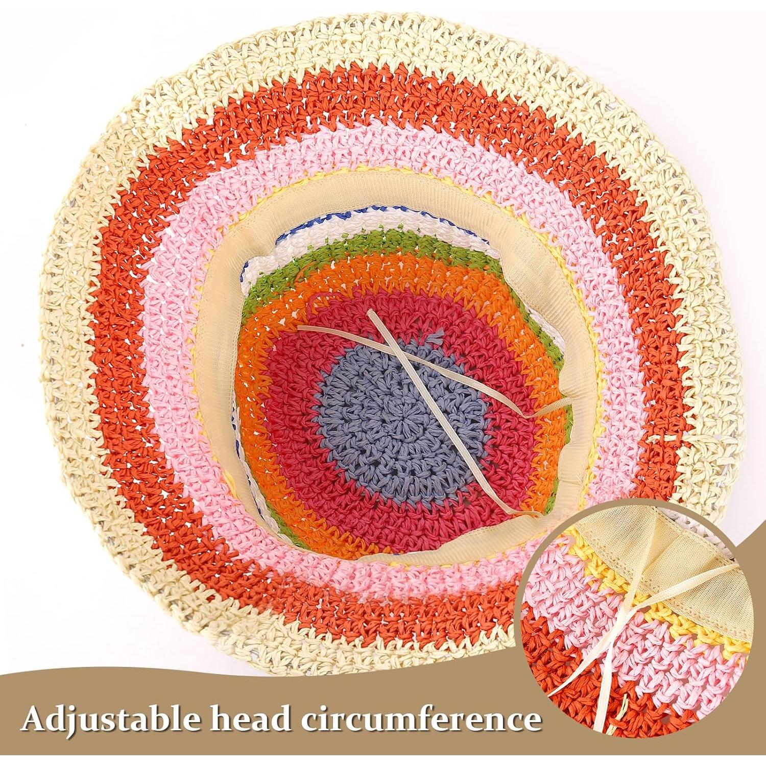 Sombrero de Sol Paja Arcoíris DOCILA para Mujeres - Plegable