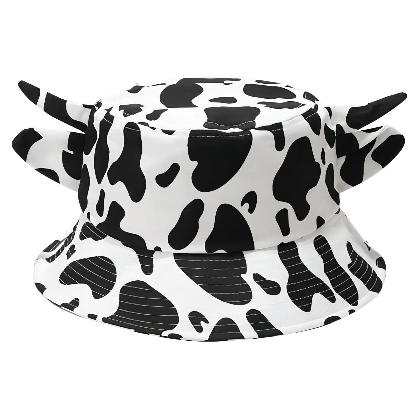 Sombrero de Cubo Estampado de Vaca con Orejas de Cuerno