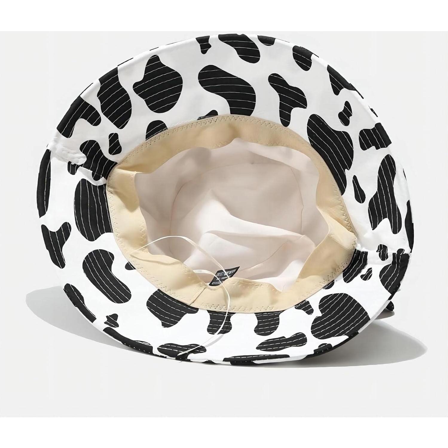 Sombrero de Cubo Estampado de Vaca con Orejas de Cuerno