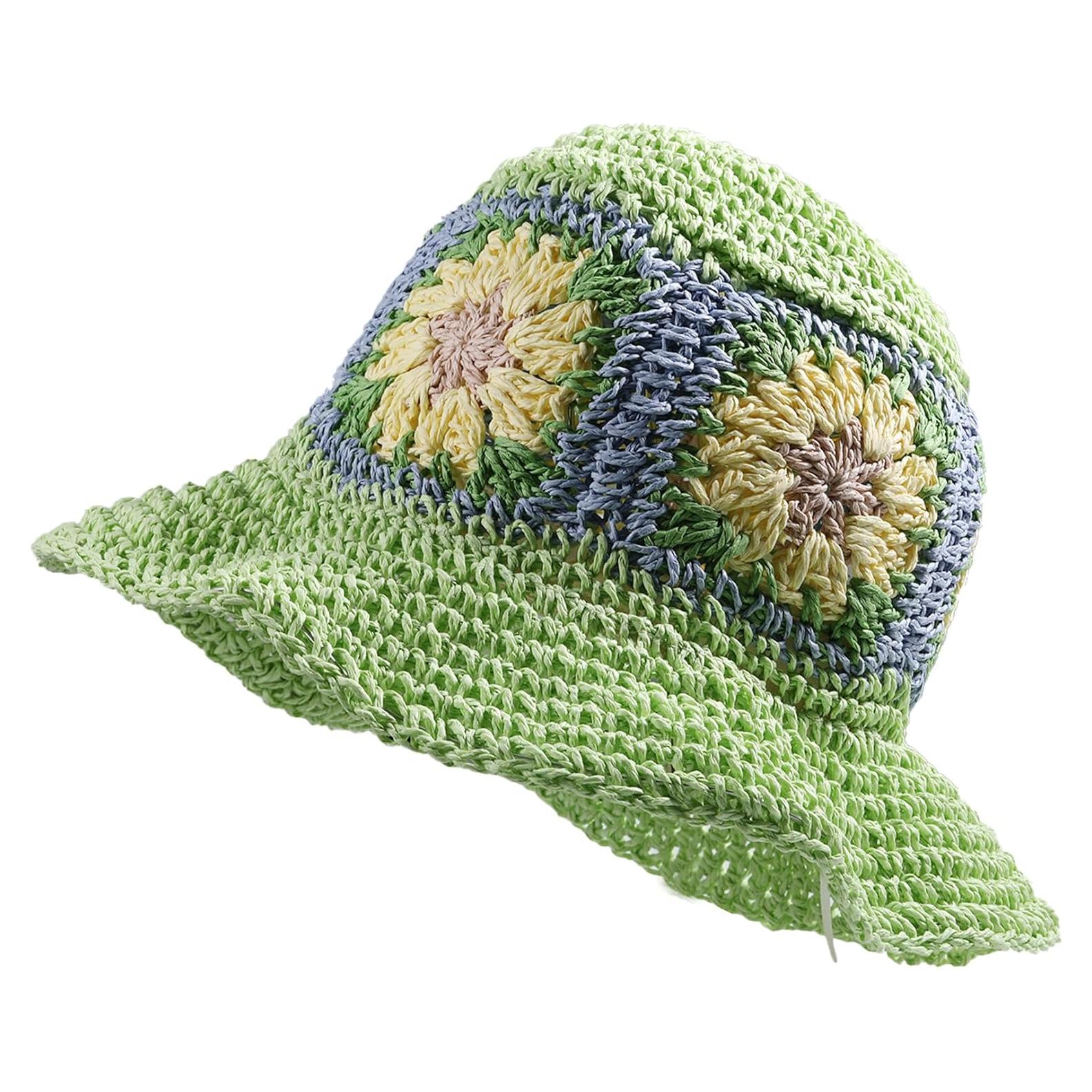 Sombrero de Paja Flexible para Mujeres Verde Floral 54-60 cm