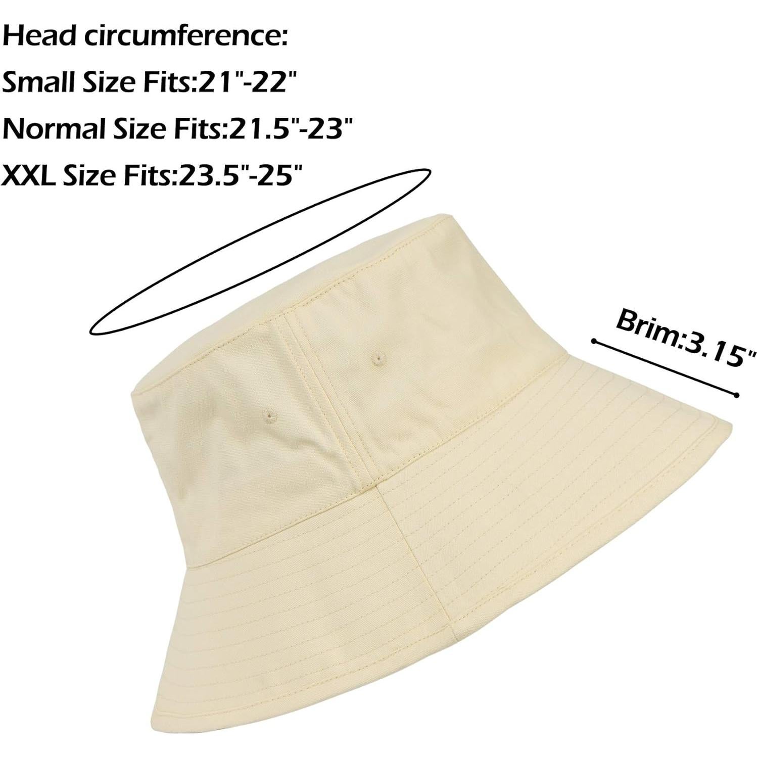 Sombrero de Cubo XXL Zylioo 100% Algodón Ajustable Beige