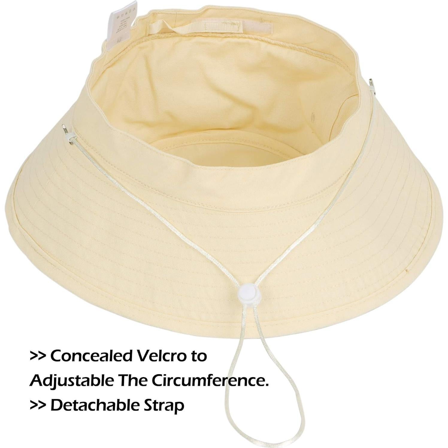 Sombrero de Cubo XXL Zylioo 100% Algodón Ajustable Beige