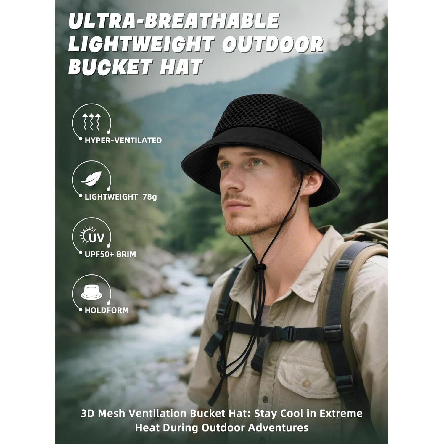 Sombrero de Cubo Transpirable OnWander Negro Talla Única