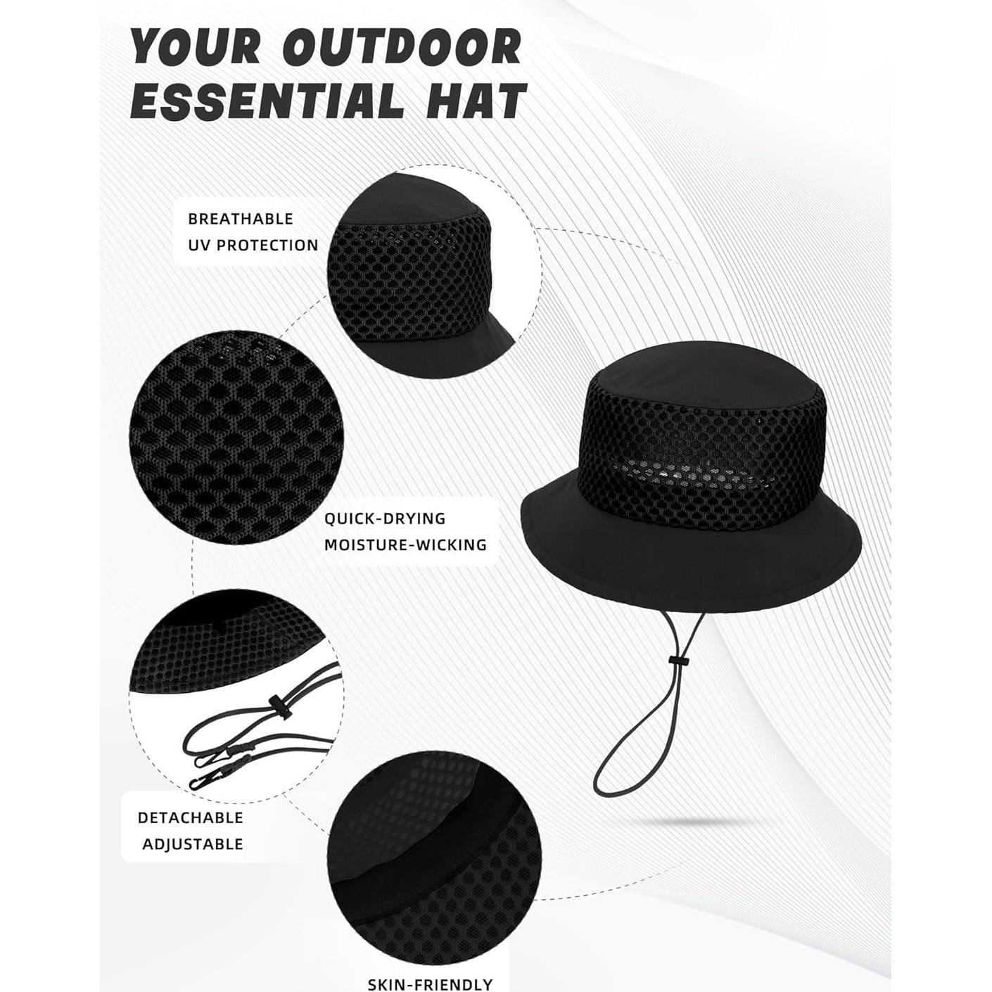 Sombrero de Cubo Transpirable OnWander Negro Talla Única