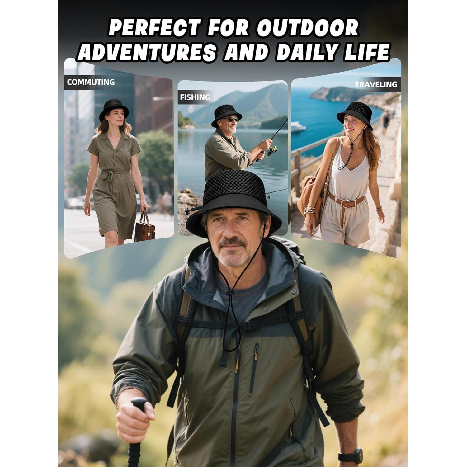 Sombrero de Cubo Transpirable OnWander Negro Talla Única