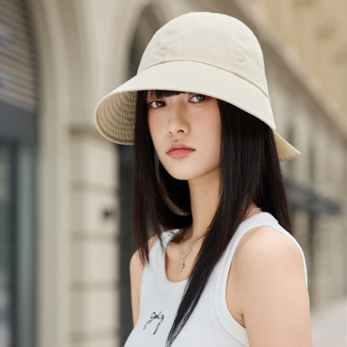 Sombrero de Sol Plegable para Mujeres UPF50+ Beige