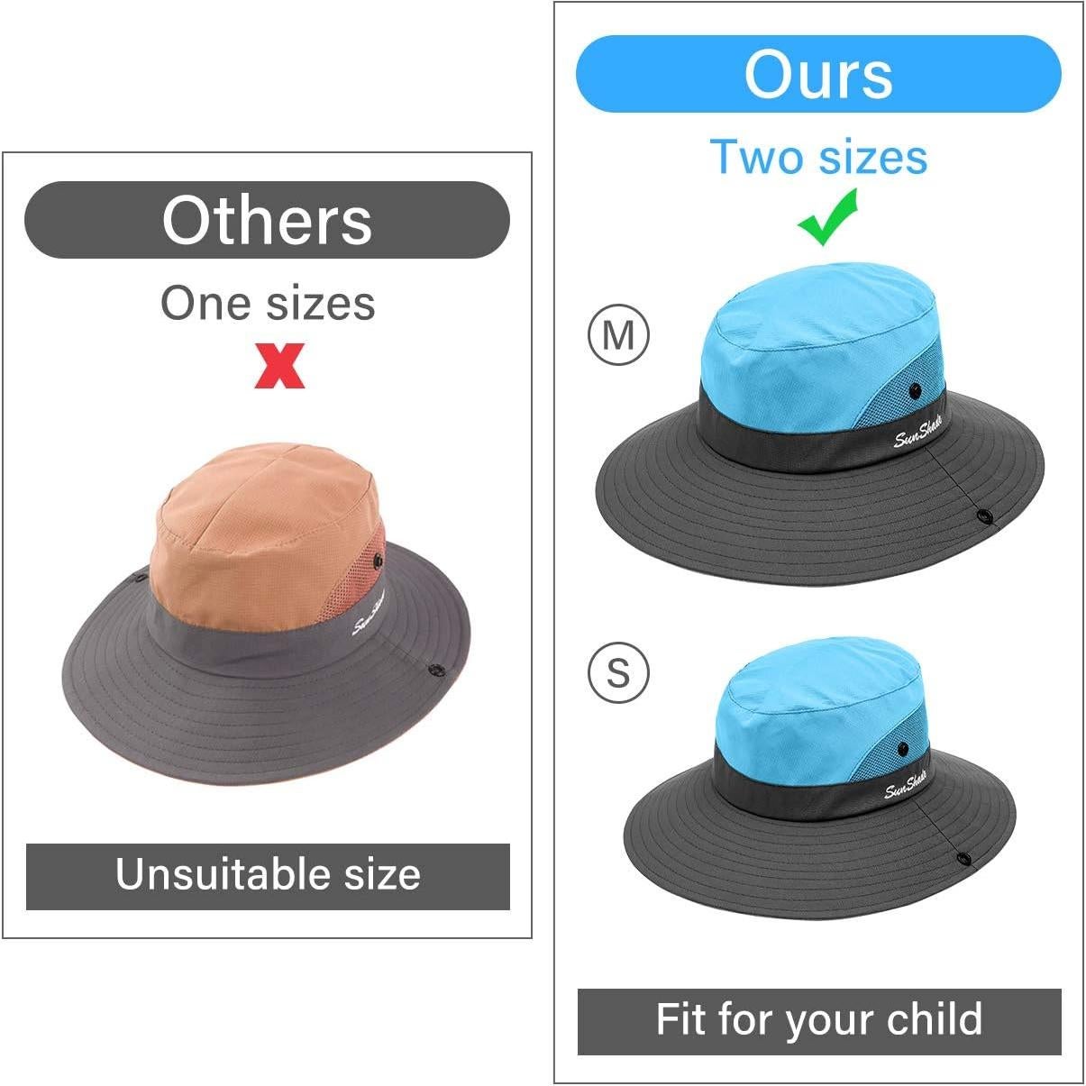 Sombrero de sol para niñas LCZTN con coleta y protección UV