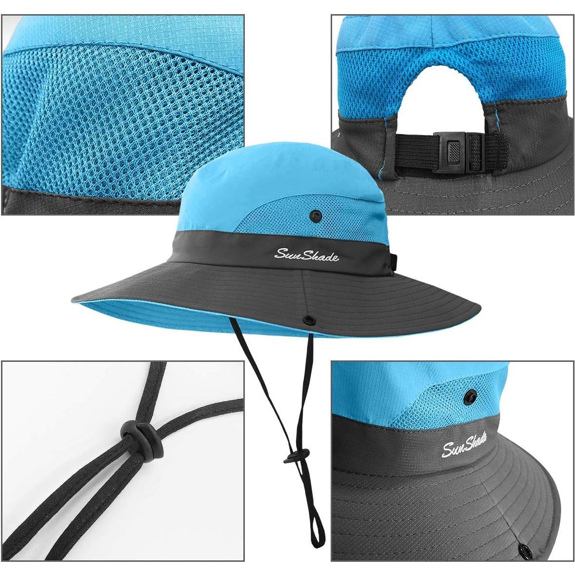 Sombrero de sol para niñas LCZTN con coleta y protección UV