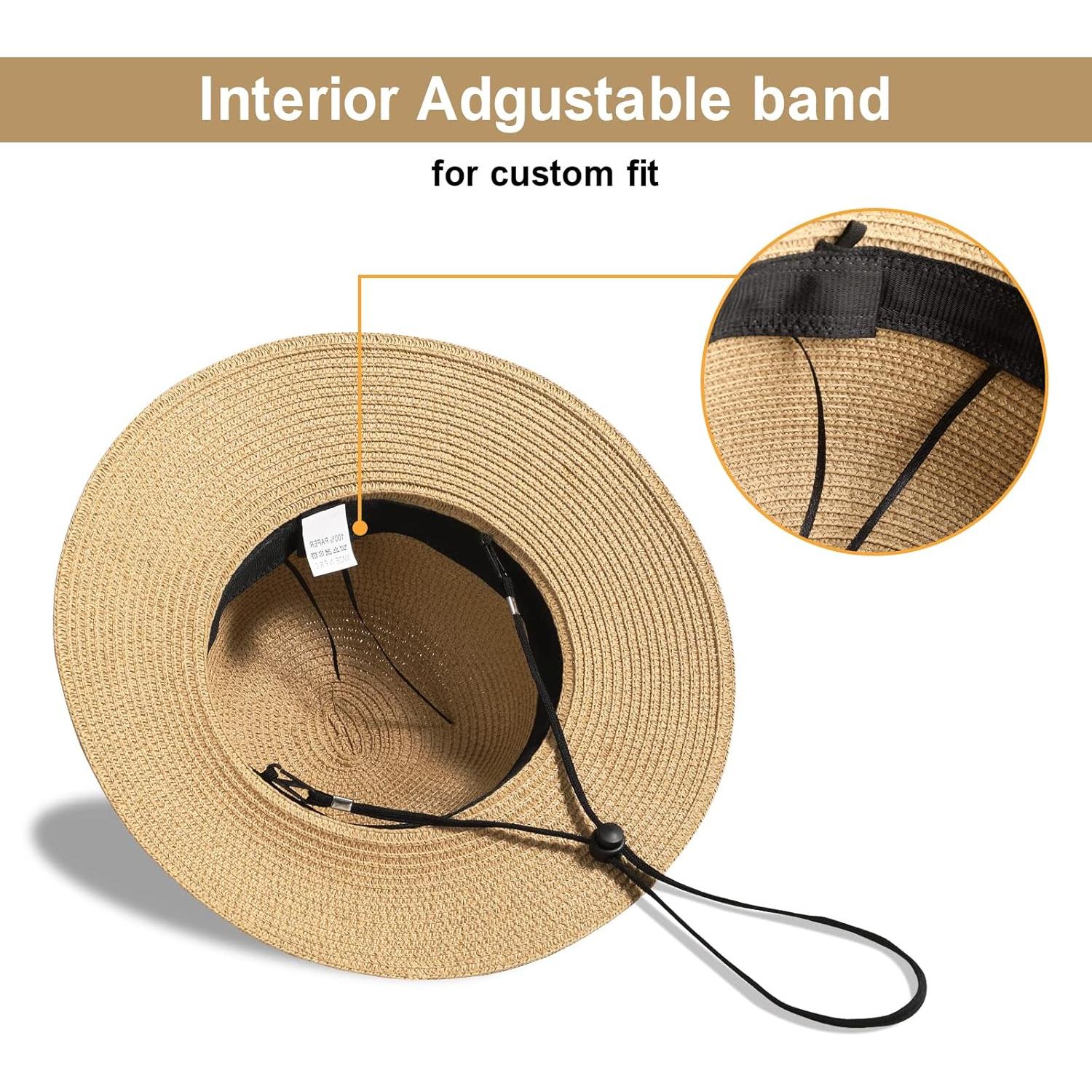 Sombrero de paja para mujer Pleneal UPF 50+ plegable