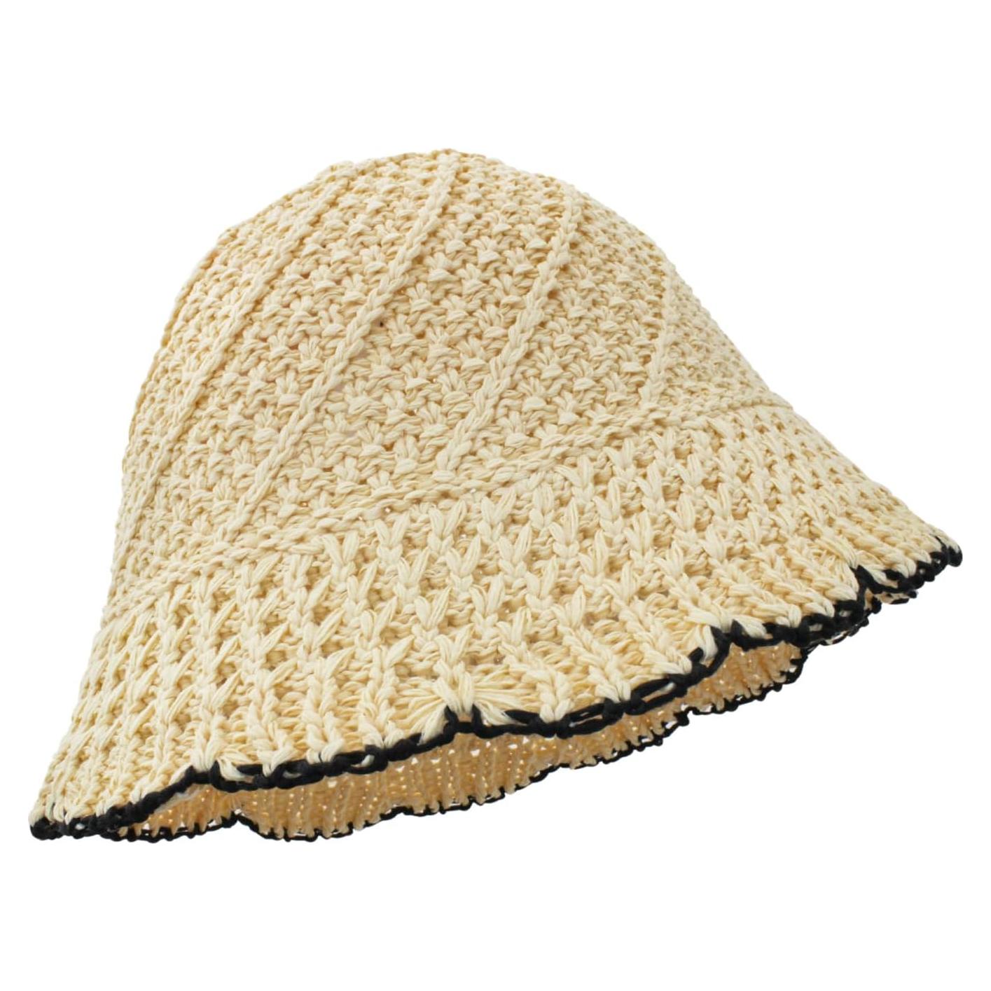 Sombrero de Cubo Plegable de Paja para Mujeres - Beige