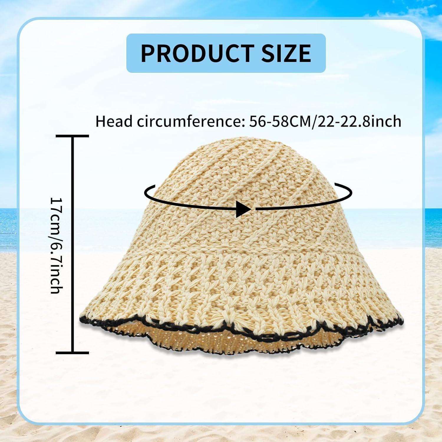 Sombrero de Cubo Plegable de Paja para Mujeres - Beige