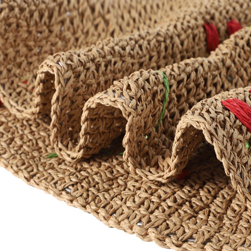 Sombrero de Paja Floppy Mujer UPF 50+ Floral Plegable 56cm