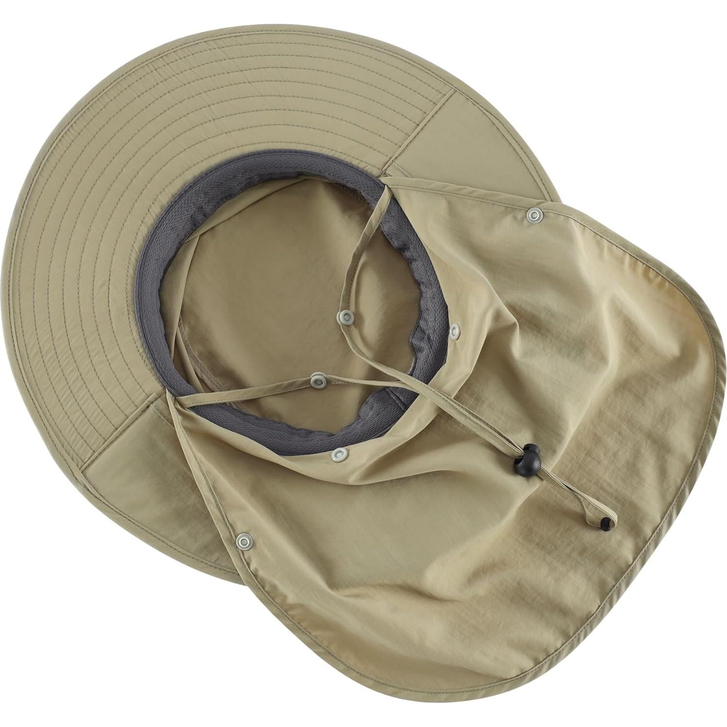 Home Prefer UPF 50+ Sun Hats for Men Women Wide Brim Fishing Hat with Neck Flap Summer Safari UV Protection Bucket Hat