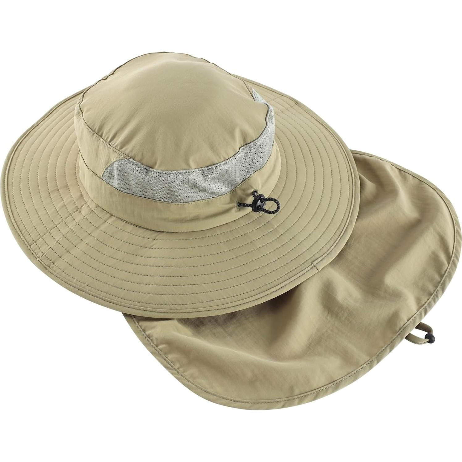 Home Prefer UPF 50+ Sun Hats for Men Women Wide Brim Fishing Hat with Neck Flap Summer Safari UV Protection Bucket Hat