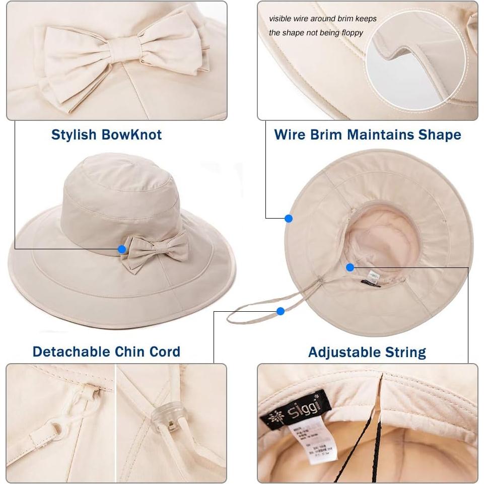 Sombrero de sol plegable Comhats para mujer con protección UV 56-58CM