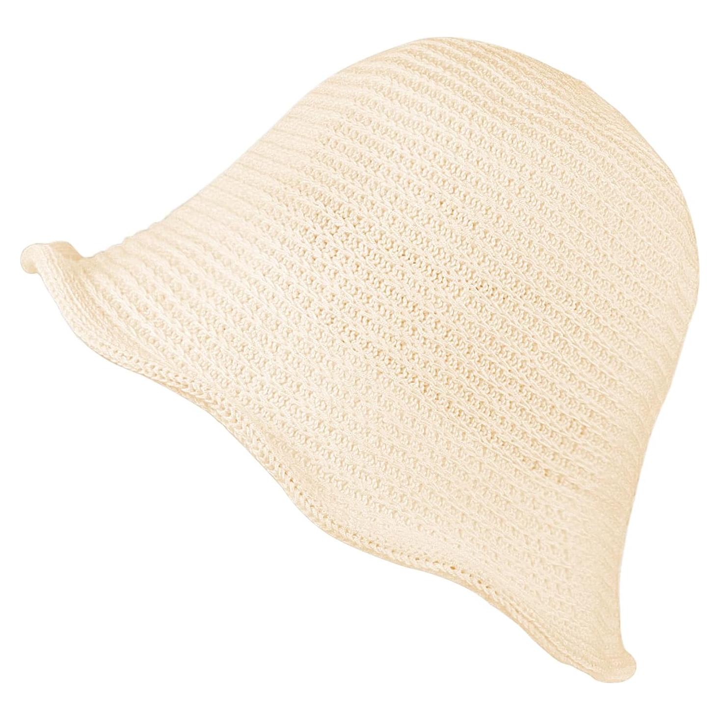 Sombrero de Cubo de Crochet MILAKOO Plegable para Mujer Beige
