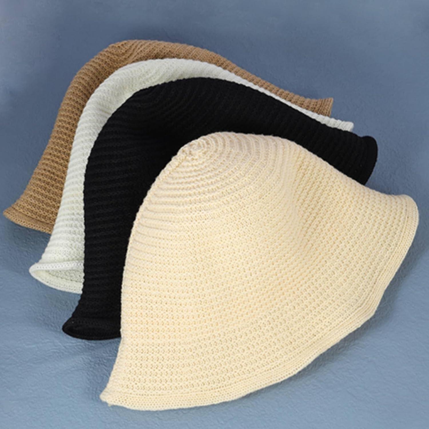 Sombrero de Cubo de Crochet MILAKOO Plegable para Mujer Beige