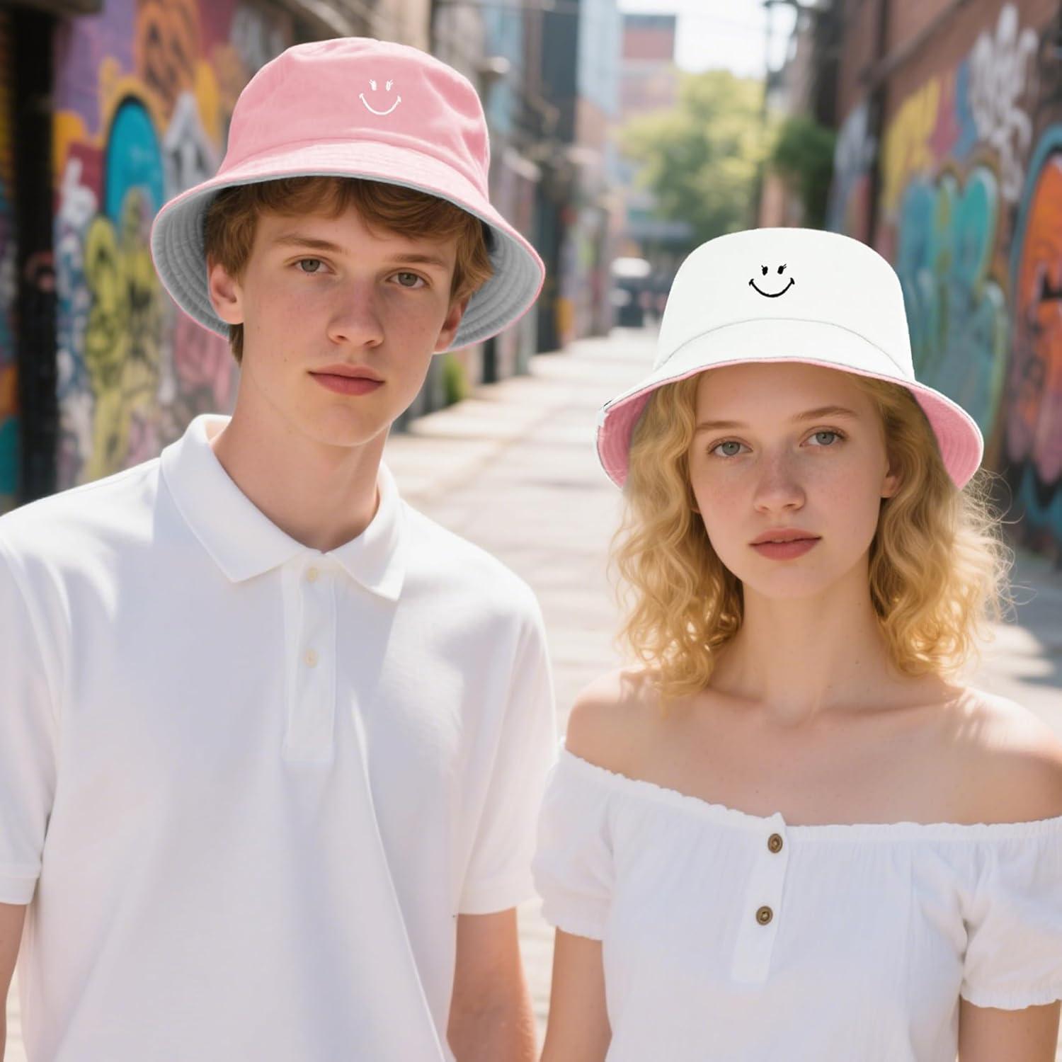 Sombrero de Cubo Reversible Durio Smiley para Hombre y Mujer