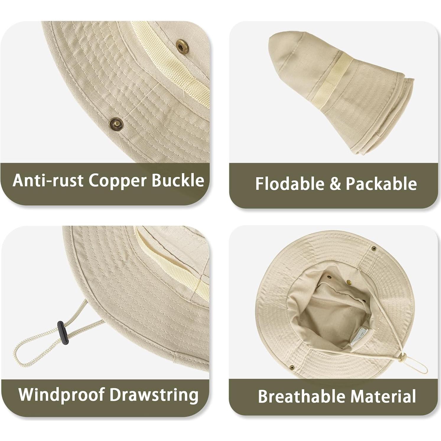 Sombrero Boonie Unisex RUQIZHI UPF 50+ Plegable Beige