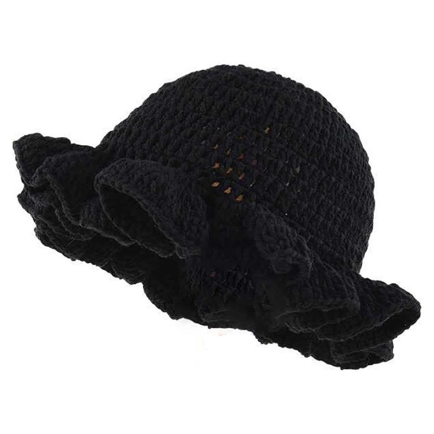Sombrero de Cubo de Crochet para Mujeres - Boho Negro