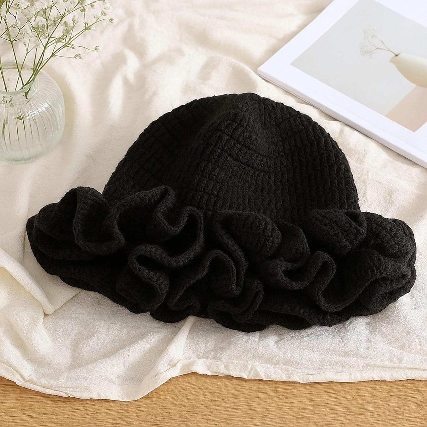 Sombrero de Cubo de Crochet para Mujeres - Boho Negro